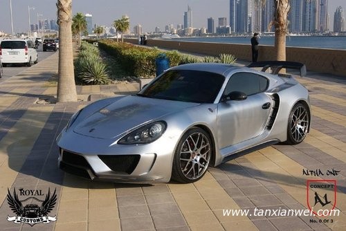 保時(shí)捷Cayman改裝 車(chē)身裝碳纖維寬體套件